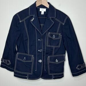 Ann Taylor LOFT Navy Blue Jacket Size 6 Blazer 3/4 Sleeves